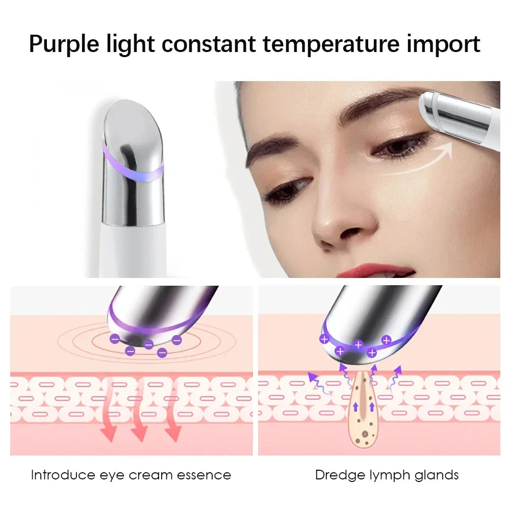 3-In-1 Eye Massager for Brightening & Wrinkle Reduction, Blue Light Therapy & Constant Heat Compress for Dark Circles Puffiness